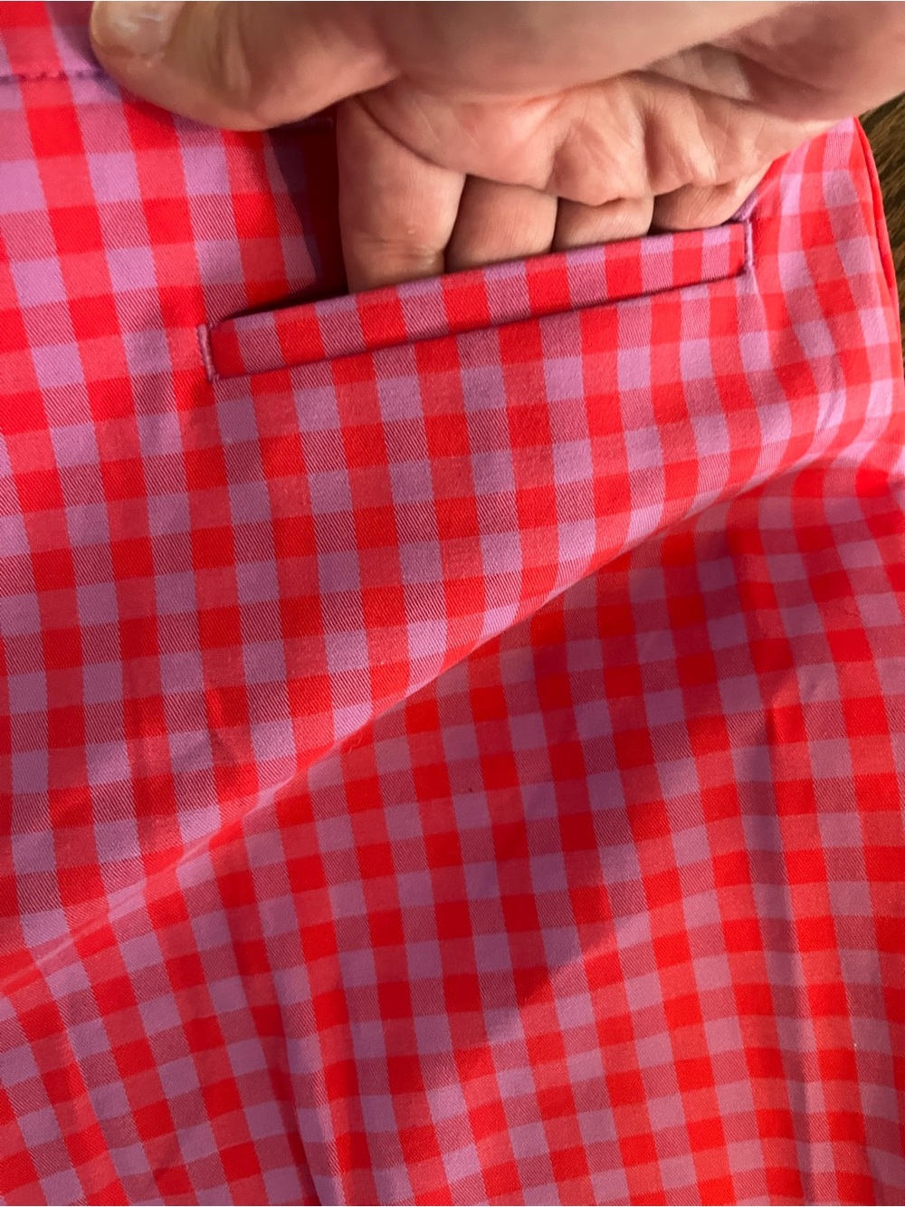 Ann Taylor Pink & Red Gingham Crop pants NWT sz 14 Classic silhouette fun colors - Picture 5 of 7